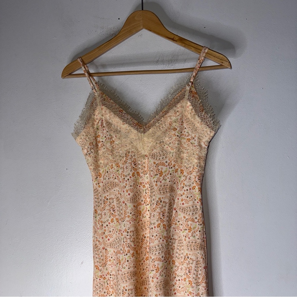loft paisley Lace Trim Midi Slip Dress Orange 00P - Picture 5 of 6